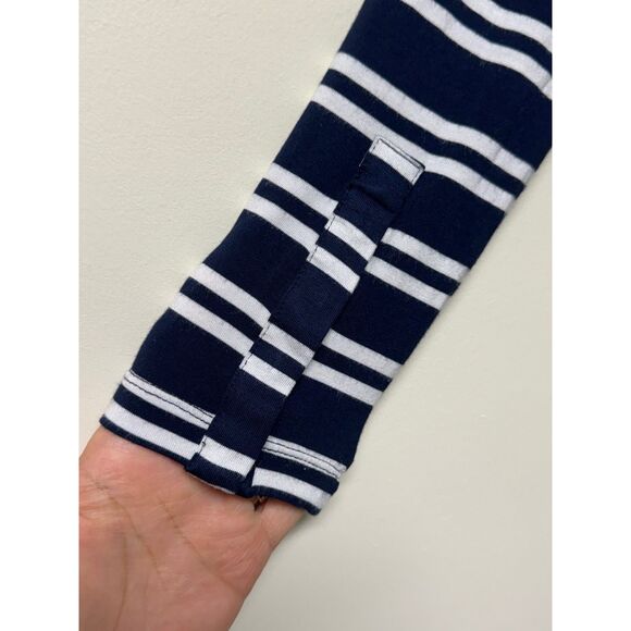 ANTHROPOLOGIE MAEVE Navy/White Striped Jersey Turtleneck Handkerchief Hem - Picture 7 of 12